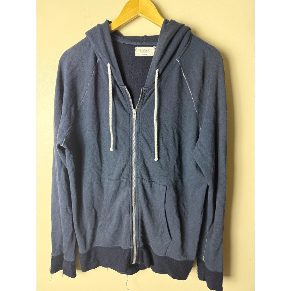M. Singer Hoodie Pullover Long Sleeve Sweatshirt Mens M Blue NWT USA Made